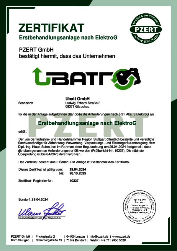 Zertifikat ElektroG